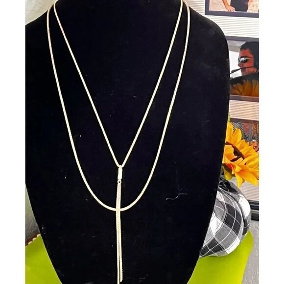 NWT Lucky Brand 2 Strand Gold Y Necklace #LN2 - Picture 2 of 2